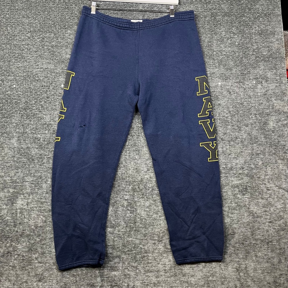 VTG Soffe Navy Sweatpants Men's Blue Fleece Elastic Waist Joggers USA Made - W36